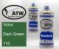 Preview: Volvo, Dark Green, 110: 400ml Sprühdose + 400ml Klarlack - Set, von ATW Autoteile West.